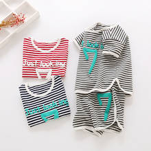 2018 Summer New Children's Clothing Boys Striped Suit Girls Cotton Short-sleeved T-shirt Two Sets Baby Girl Summer Clothes 2024 - buy cheap