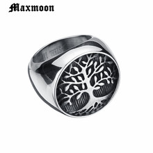 Maxmoon Stainless Steel Titanium Ring New Wisdom Tree Of Life Rings For Men Jewelry Size 7-13 2024 - buy cheap