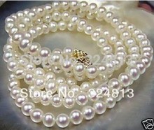 Free shipping@@@@@ Beautiful!7-8mm White Akoya Cultured Pearl Necklace 32=5" #1078 a 2024 - buy cheap