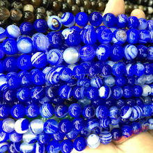 Fctory preço natural listra azul agat jaspers 6mm 8mm 10mm onyx contas soltas redondas diy jóias 2024 - compre barato