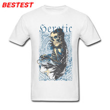 Caveira heretic tshirt masculino goth designer camiseta calavera caveira impressão topos diabo branco t algodão fitness streetwear juventude 2024 - compre barato