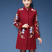 Chinese Style Plus Size M-5XL Vintage Long Coat Women Trench Coat 2021Embroidery Casaco Feminino Woolen Winter Coat For Women 2024 - buy cheap