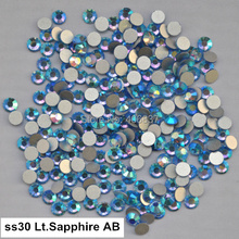 Free Shipping! 288pcs/Lot, ss30 (6.3-6.5mm) Light Sapphire AB Flat Back Nail Art Non Hotfix Rhinestones 2024 - buy cheap