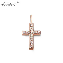 Pendant Cross Zirconia Rose Pure Gold Color For Women Fashion Classic Gift Europe Key Chain Fashion Pendant Fit  Necklace 2024 - buy cheap