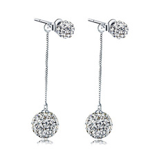 Pendientes de plata de ley 100% para mujer, gran oferta, cristal brillante, doble Shambala, aretes de tuerca, borlas largas, pendiente de joyería de regalo 2024 - compra barato