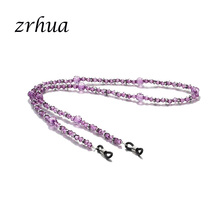 ZRHUA New Design Clear Purple Crystal Eyewear Nylon Eyeglass Cord Reading Glass Neck Strap Holder Nylon Eyewear for Women Girls 2024 - buy cheap
