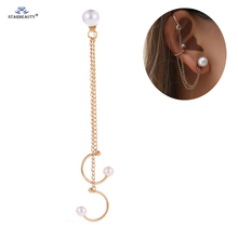 White Pearl Earring Tragus Piercing Helix Piercing Cuff Earrings Gold Tassel Earrings Fake Nose Ring Ear Piercing Women Jewelry 2024 - buy cheap