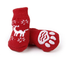 4pcs Christmas Reindeer Style Dog Puppy Cat Non-Slip Socks with Paw Prints - Size S (Red) 2024 - buy cheap