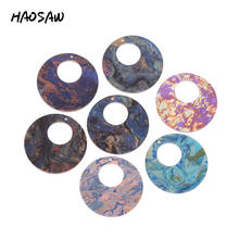 HAOSAW 35MM 6Pcs/Lot Acetic Acid Charm/Hollow Round/Oil Paint Design/DIY Jewelry/Jewelry Accessory/HandMade/Earring Findings 2024 - buy cheap