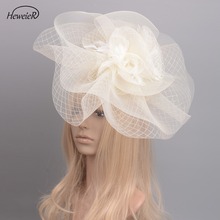 Large Handmade Fascinator Hat Net Mesh Feather Hair Clip Cocktail Races Party Headwear Hairpiece Accessories Lady Women Hairpin 2024 - buy cheap