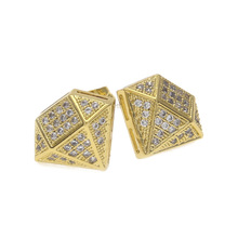 Hip Hop CZ Stone Paved Bling Ice Out Stud Earring Gold Color Copper Geometric Rhombus Stud Earrings Men Rapper Jewelry 2024 - buy cheap