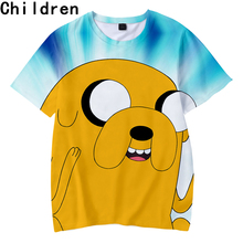 Camiseta com estampa 3d do adventure time para crianças, camiseta da moda de verão de manga curta, camiseta casual streetwear 2019 2024 - compre barato