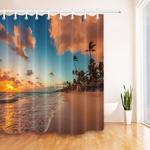 Cortinas de banho com tema de mar, cortinas de banho à prova d'água para banheiro, praia, mar, nuvem, ondas 2024 - compre barato