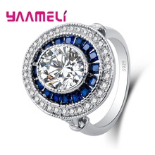 JEWELS New Fashion Women 925 Sterling Silver Color Rings with Many Charm Blue AAA Austrian Cubic Zirconia Rings Jewelry 2024 - buy cheap
