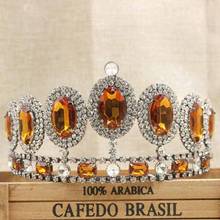 zerongE jewelry 3.4"Baroque Vintage Crystal  Bridal Tiaras Crowns Wedding Hair Accessories Black Rhinestone prom tiara 2024 - buy cheap