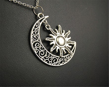 1pc Tibetan Silver Filigree SUN AND MOON Pendant Necklace DIY Handmade Jewellry 2024 - buy cheap