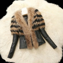 Plus Size S-6X Autumn Winter Women Faux Fur Coat Lady Slim Fit Zipper PU Leather Jacket Fluffy Leopard Patchwork Short Outerwear 2024 - buy cheap