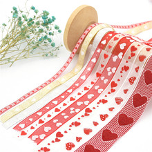 10Yards 6-25mm Heart Polyester Ribbon Tape For Needlework Craft Decarotions Print Ribbons Handcraft DIY Bow 2024 - buy cheap