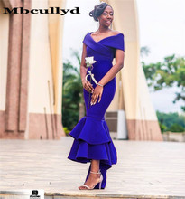 Mbcullyd Royal Blue Mermaid Bridesmaid Dresses 2020 Sexy Off Shoulder African Women Formal Party Dress Hi-Low Wedding Guest Gown 2024 - buy cheap