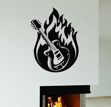 Наклейка на стену гитара Музыка Хард Рок Металл Музыка Виниловая аппликация для дома спальни художественное оформление 2YY46 2024 - купить недорого