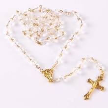 Necklace Religious Christian Ornaments Cross high quality crystal beads Rosary white color 2024 - buy cheap