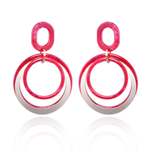 New Fashion Trendy Multilayer Dangle Drop Alloy Acrylic Earrings For Women Gift Geometric Statement Pendant Earrings Jewelry 2024 - buy cheap