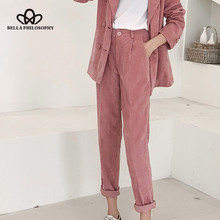 Wonder 2018 new autumn Vintage Long Pants Casual Female Corduroy Pants High Waist Lady Retro Loose Straight Pants Bottoms 2024 - buy cheap