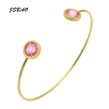 JSBAO Top Quality 4 Colours Crystal Cuff Bracelet & Bangle For Women  8K Gold Two Stones Exquiste Made Fashion Jewelry Pulseira 2024 - buy cheap
