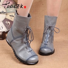 Women Fashion Vintage Genuine Leather Shoes Female Spring Autumn Platform  Boots Woman Lace Up Casual Boots 35-42size 2024 - buy cheap