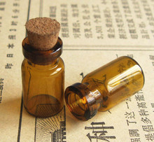 1000 x 1ml Amber Mini Glass Bottle Brown Glass Vial Wishing Bottle Cork Stopper Glass Vial Simple Amber Sample Storage Container 2024 - buy cheap