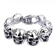 Death squads skull men's titanium steel bracelet personality rock punk jewelry wholesale lotus domineering bracelet 2024 - buy cheap