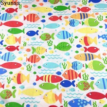 Syunss Colors Fishs Printed Twill Cotton Fabric DIY Handmade Sewing Patchwork Baby Cloth Bedding Textile Quilting Tilda Tissus 2024 - buy cheap