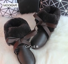 The latest high-quality snow boots in Europe in 2019, real sheepskin, 100% wool, free delivery, women's shoes, three colors 2024 - buy cheap