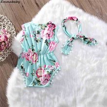 2Pcs Sets Newborn Baby Girls Floral Tassel Sleeveless Rompers Jumpsuits Headband Playsuit Lovely Baby Clothes Outfits Sets 2024 - buy cheap