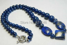 new 2014 Fashion Real Natural Blue Egyptian Lapis Lazuli Beads Necklace 18 "BV08 2024 - buy cheap