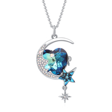 BAFFIN-collar con colgante de estrella y corazón azul para mujer, cadena larga con cristales Swarovski, Color plateado, joyería 2024 - compra barato
