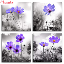 5D DIY Diamond Embroidery 4pcs Black and White purple flower Still Life diamond Painting Cross Stitch Diamond mosaic rhinestone 2024 - buy cheap