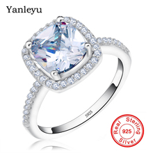 Yanleyu Hot Sale Wedding Rings for Women Princess Cubic Zircon CZ Ring Luxury 925 Sterling Silver Engagement Jewelry Anel PR097 2024 - buy cheap