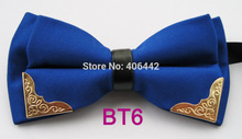 YIBEI Coachella Ties Jacquard Royal Blue Bowtie Sheetmetal Double Layer Adults Bow Tie Tuxedo Solid Color Butterflies Pre-Tied 2024 - buy cheap