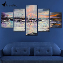 Canvas Print Pictures Wall Art Framework 5 Pieces Seaside Sailboat View PaintingPoster Modular Home Decor Living Room 2024 - buy cheap
