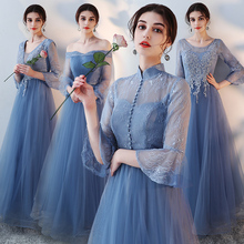 Vestido de princesa feminino cinza-azul, vestido longo de suar 2024 - compre barato