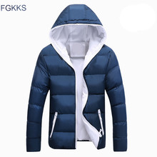 FGKKS Men Casual Hooded Parka Winter Men's Women Couple Cotton Slim Fit Coat Thick Warm Homme's Male Parka Hooded Outwear 2024 - buy cheap