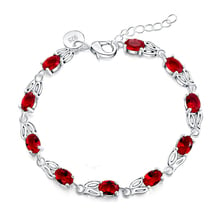 High quality silver plated women's bracelets,Red Crystal CZ Wedding Jewelry Rhinestone bracelet 20cm For Female 2024 - buy cheap