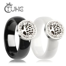 Ceramic Material Finger Party Rings For Women 316 Stainless Steel Jewelry Tree Shape Bague Wedding Ring Gift 2018 2024 - buy cheap