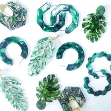 2019 quente acrílico resina verde folhas balançar brinco para as mulheres moda tortoiseshell geometria acetato festa jóias brincos 2024 - compre barato