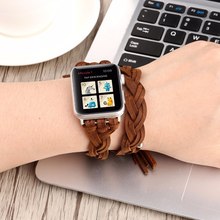 Braided Leather Watchband for Apple Watch 38mm 42mm Women Men Adjustable Bangle Replacement Bracelet Strap Band for iWatch 1 2 3 2024 - buy cheap