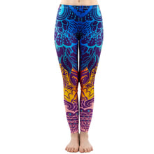 Fashion Women Blue Printing Mandala Leggings Sexy Workout Elasticity Pants Fitness Stretch Slim Bottoms 2024 - buy cheap