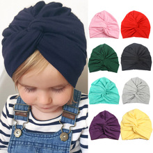 2021 Cute Baby Boys Girls Hats Cotton Soft Turban Twisted Knot Beanies Hat Caps For Toddler Kids Newborn Children Caps 2024 - buy cheap