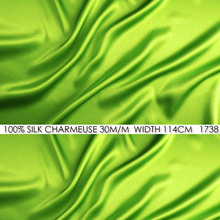 CISULI SILK CHARMEUSE SATIN 114cm width 30momme/100% Pure Silk Fabric/Wedding Dress Sewing Fabric Suppliers Lime  NO 1738 2024 - buy cheap