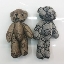 24 шт. 13 см Kawaii решетки Медведь подвесные плюшевые игрушки мягкий мини-галстук-бабочка плюшевые мишки брелок Мультяшные плюшевые куклы для детей девочек 2024 - купить недорого